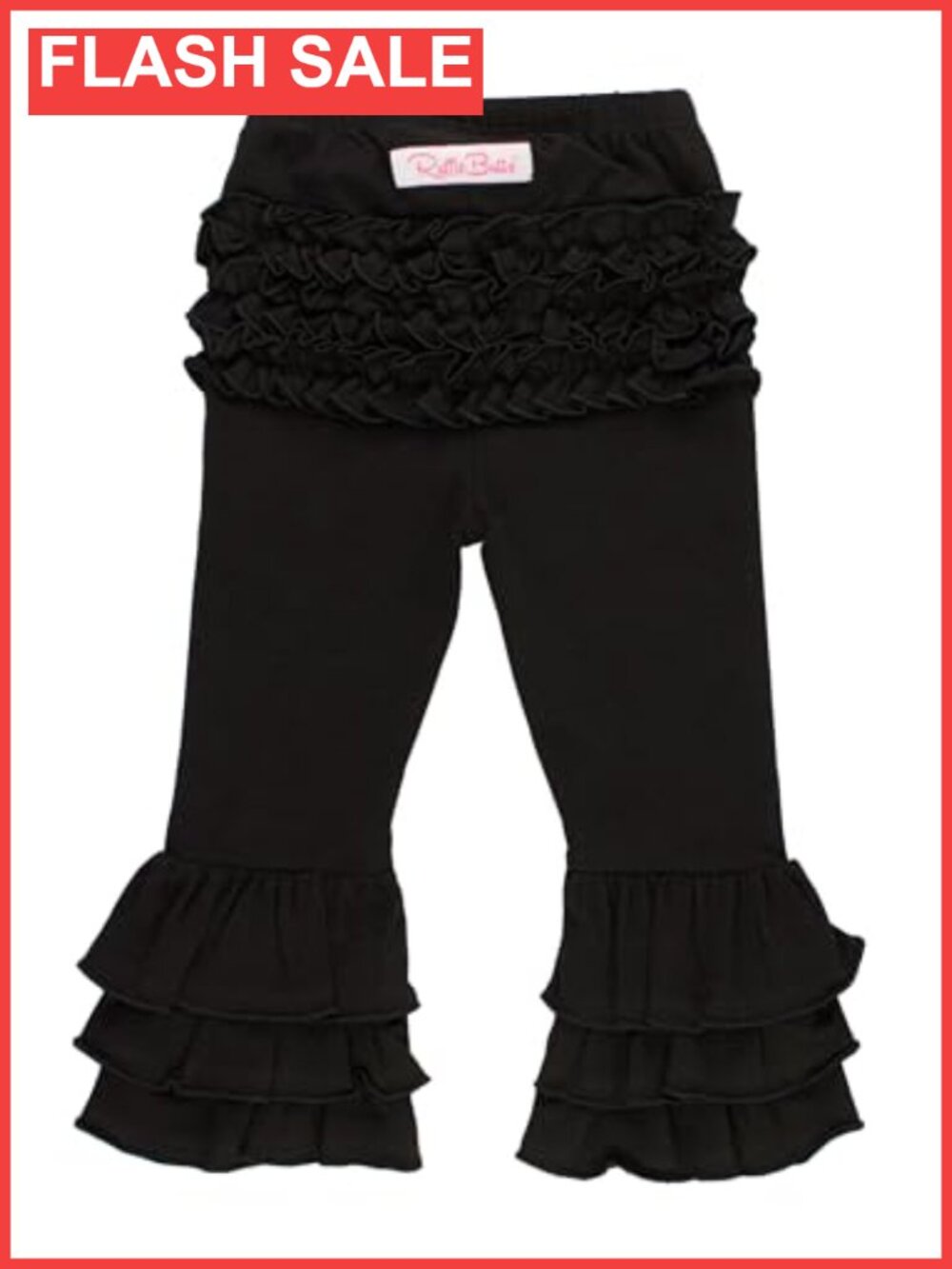 RuffleButts Girls Flared Pants Ruffle Detail Cotton Spandex